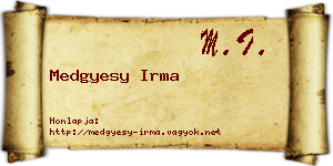 Medgyesy Irma névjegykártya